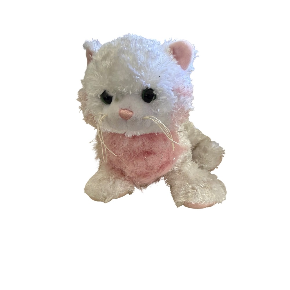 Ganz Webkinz Pink and White Cat Plush Stuffed Animal Green Eyes W Logo W2001
